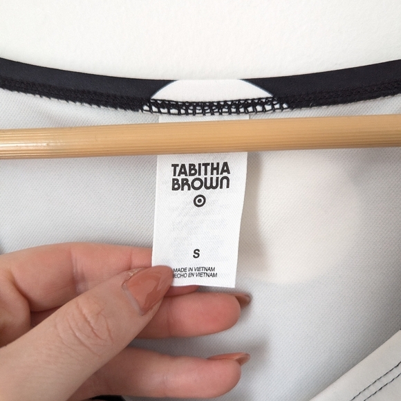 NWOT Tabitha Brown X Target Black White Polka Dot Stripe Puff Sleeve Swimsuit - Picture 3 of 7